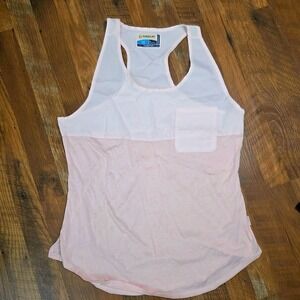 Magellan Outdoors Fish Gear Tank Top Womens Large Pink Seersucker Stripe Fishing